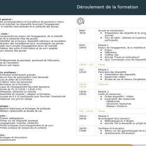 Déroulement de la formation et modalités